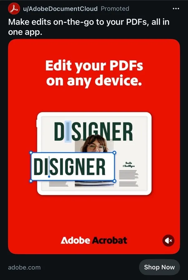Adobe Reddit ad