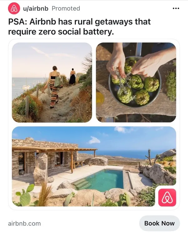 Airbnb Reddit ad
