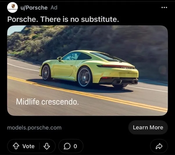 Porsche Reddit ad