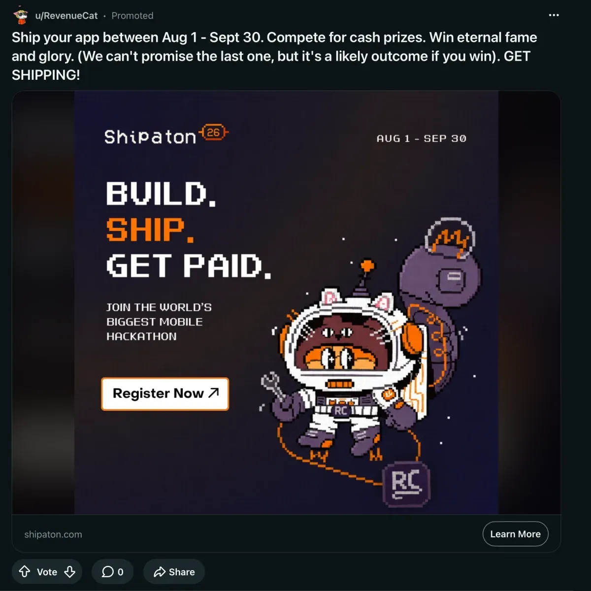 RevenueCat Reddit ad